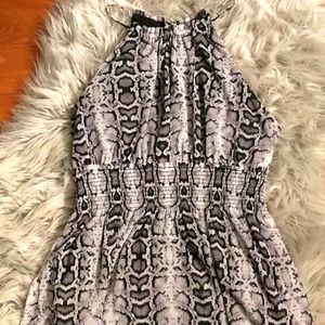 Snake-print, grey and black tank top